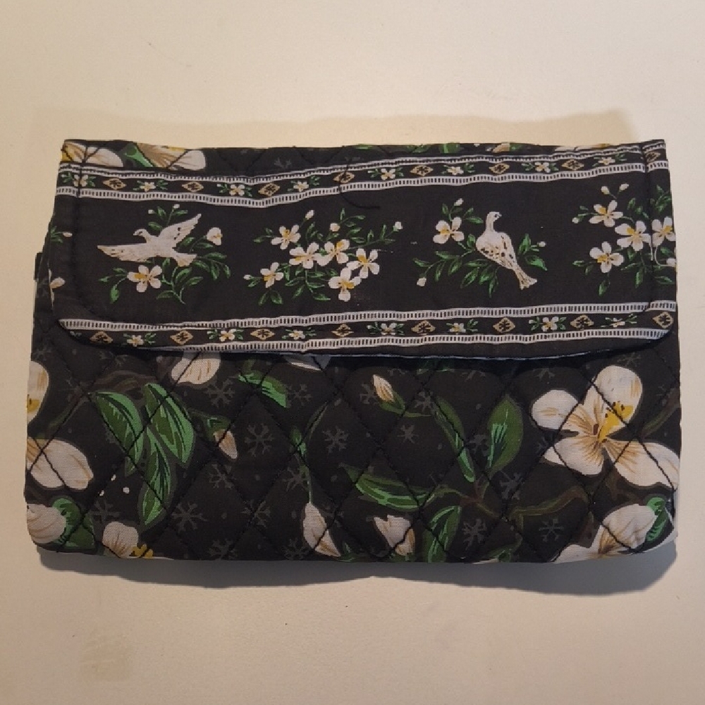 Quilted Clutch/Handbag with Floral and Bird Design. Wallet Included.